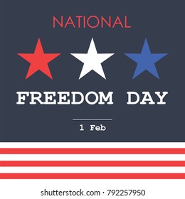 National freedom day, 1st of February. Stars with flag usa. Celebration banner. Slavery Abolition. Vector illustration