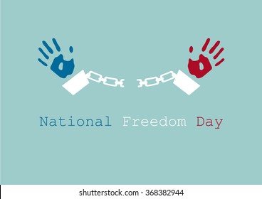 National Freedom Day. Freedom for all Americans. Peace background. Peace illustration. Background with prisoner. Background with prison bars. Illustration of hands in handcuffs