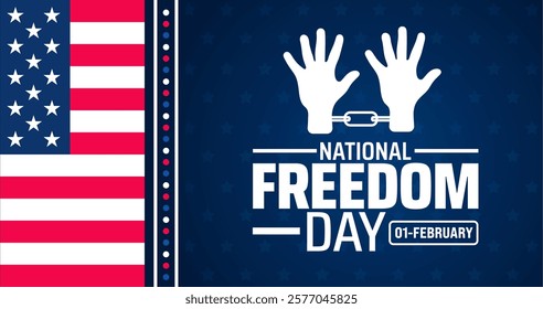 National Freedom Day background banner or poster design template. observed every year in February. Holiday concept. Use to any Template, card, poster, placard, template.