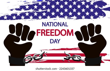 National freedom day broken chains, vector art illustration.