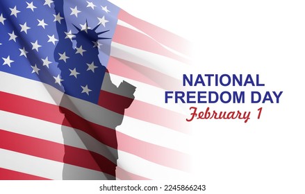 National Freedom Day concept. Statue of Liberty with USA flag on white background. EPS10 vector