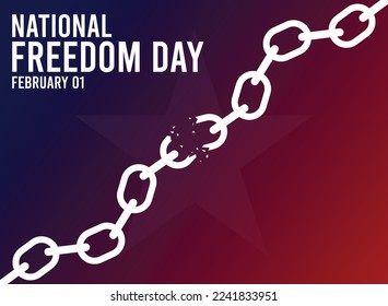 National Freedom Day design vector. February 01. Broken chain. Gradient red and blue color. Poster, banner, card, background. Eps 10.