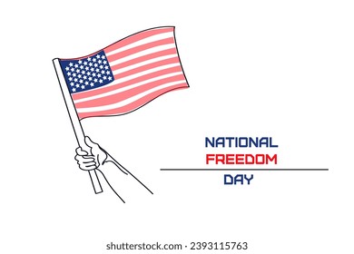 National Freedom Day. February 1. Doodle line vector ibanner llustration