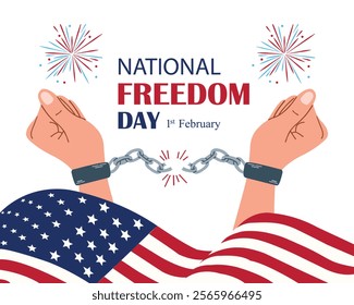 National Freedom Day. February 1. Holiday poster, banner, card, placard, background. Vector illustration.