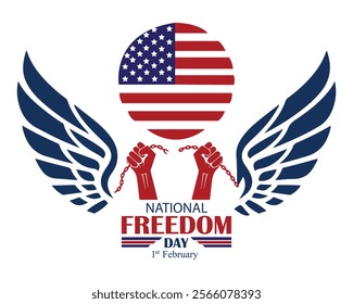 National Freedom Day. February 1. Holiday poster, banner, card, placard, background. Vector illustration.