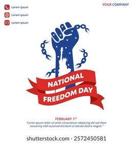 National Freedom Day with a silhouetted hand and broken chain