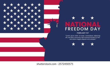 National Freedom Day with a silhouetted statue and flag