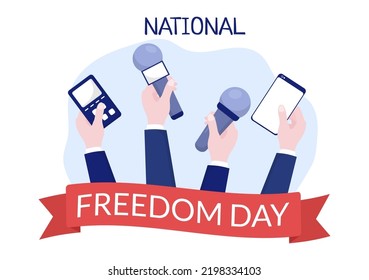 National Freedom Day Template Hand Drawn Cartoon Flat Illustration with American Flag and Hands Breaking a Handcuff Design