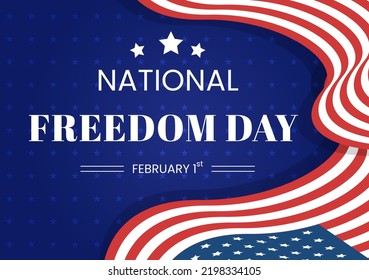 National Freedom Day Template Hand Drawn Cartoon Flat Illustration with American Flag and Hands Breaking a Handcuff Design