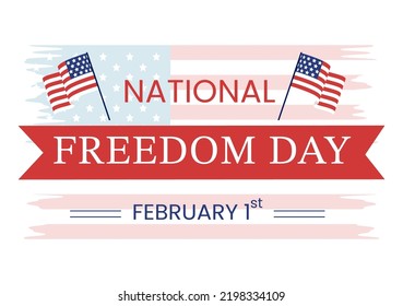 National Freedom Day Template Hand Drawn Cartoon Flat Illustration with American Flag and Hands Breaking a Handcuff Design