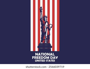 "National Freedom Day vectors feature symbols like the Liberty Bell, flags, eagles, and unity themes in red, white, and blue, celebrating freedom and the abolition of slavery in the U.S."