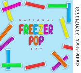 National Freezer Pop Day on July 8 with blue background, freezer pop and shadows vector. In the heat of summer, National Pop Freezer Day brings sweet relief!