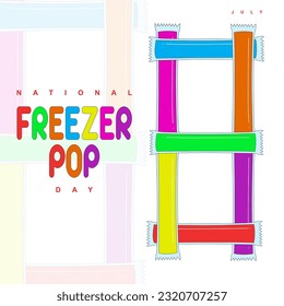 National Freezer Pop Day on July 8,  Several freezer pops arranged to form the number 8 with a white background and a freezer pop shadow vector illustration.