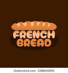 National French Bread Day to celebrate on March 21st. French bread with bold text on dark brown background. Food event banner.