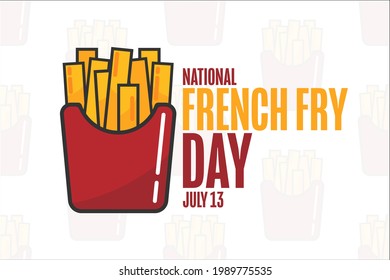 National French Fry Day. July 13. Holiday concept. Template for background, banner, card, poster with text inscription. Vector EPS10 illustration