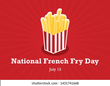 National French Fry Day vector. Bucket of French Fry icon. American Food Feast. National French Fry Day Poster, July 13. Important day