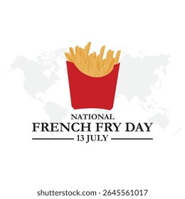 National French Fry Day vector design template. french fry vector illustration. snack illustration. vector eps 10. National French Fry Day Vector.