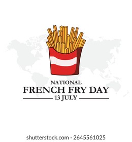National French Fry Day vector design template. french fry vector illustration. snack illustration. vector eps 10. National French Fry Day Vector.