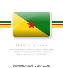 National French Guiana Flag.Vector French Guiana Button Flag. Realistic National Flag Design and Vector Template.