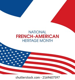 National French-American Heritage Month vector. Flag of France and Flag of the United States icon vector isolated on a white background. French american friendship design element