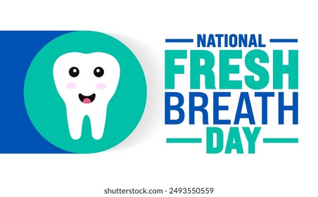 National Fresh Breath Day is observed every year in August. Holiday concept. Template for background, banner, card, poster, placard, design template with unique shapes with standard color.