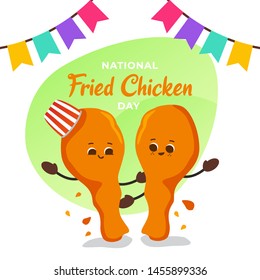 National Fried Chicken Day Cartoon Illustration Vector