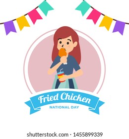 National Fried Chicken Day Cartoon Illustration Vector