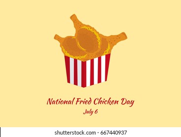 National Fried Chicken Day vector. A bucket of fried chicken pieces. Important day