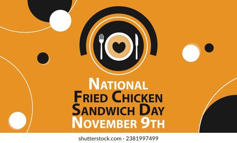 National Fried Chicken Sandwich Day vector banner design. Happy National Fried Chicken Sandwich Day modern minimal graphic poster illustration.