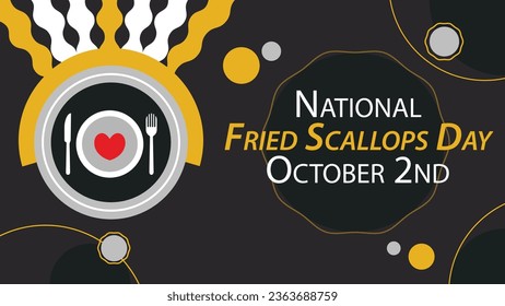 Diseño de banner vectorial del Día Nacional de las Vieiras Fritas. Feliz Día Nacional de las Vieiras Fritas Modernas y mínima ilustración de afiche.