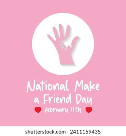 National Friendship Day February celebrated on 11th February. Vector banner, flyer, poster and social medial template design.