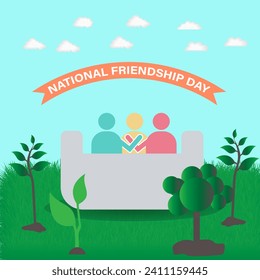 National Friendship Day February celebrated on 11th February. Vector banner, flyer, poster and social medial template design.
