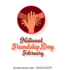 National Friendship Day February celebrated on 11th February. Vector banner, flyer, poster and social medial template design.