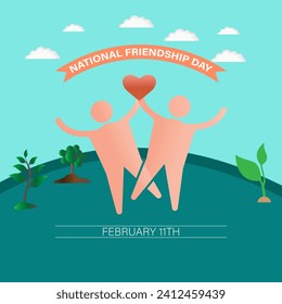 National Friendship Day February celebrated on 11th February. Vector banner, flyer, poster and social medial template design.