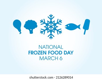 National Frozen Food Day vector. Frozen food blue simple icon set vector. Frozen Food Day Poster, March 6. Important day