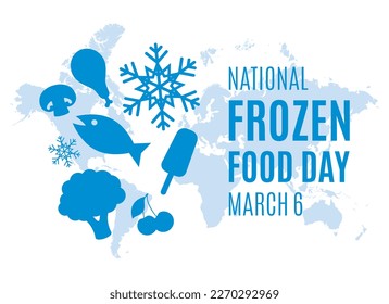 National Frozen Food Day vector illustration. Frozen food blue simple icon set on a white background. March 6 every year. Important day