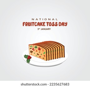 National Fruitcake Toss day. January 3.National fruitcake toss day banner, poster, card. Sunburst Background. Vector illustration.