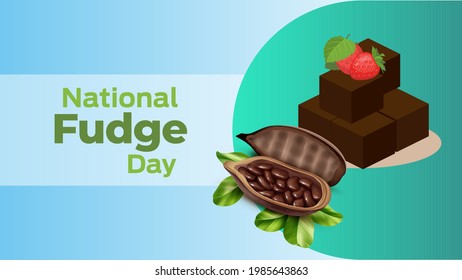 National Fudge Day on june 16 business brochure flyer banner design horizontal template vector, cover presentation abstract, modern publication poster and flag-banner, layout in rectangle size.