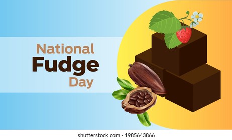 National Fudge Day on june 16 business brochure flyer banner design horizontal template vector, cover presentation abstract, modern publication poster and flag-banner, layout in rectangle size.