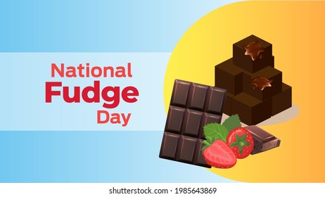 National Fudge Day on june 16 business brochure flyer banner design horizontal template vector, cover presentation abstract, modern publication poster and flag-banner, layout in rectangle size.