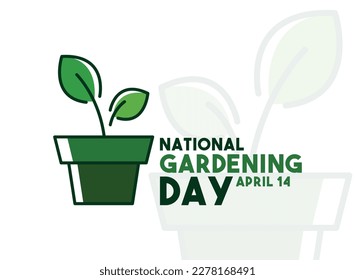 National Gardening Day. April 14. Line outline. Doodle. White background. Silhouette. Poster, banner card, background. Eps 10.