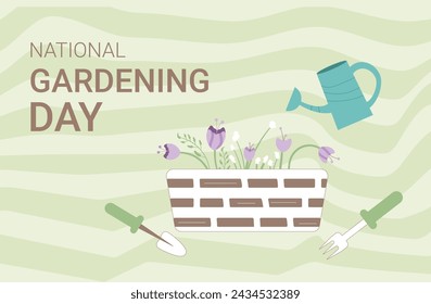 National gardening day background. Vector illustration.
