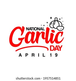  National Garlic Day celebration or Garlic icon design. Vegetable shop vector logo template  