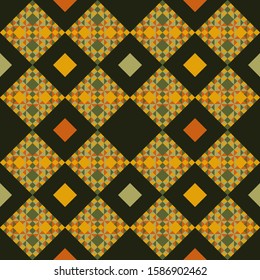 National geometric seamless background. Tribal colorful vector pattern of Rhombus. Colors of spices, saffron, mustard and others.