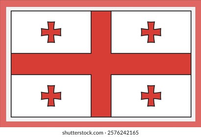 National Georgia flag, official colors and proportion correctly. National Georgia flag. Vector illustration. Georgia flag vector icon, simple, flat design for web or mobile app.