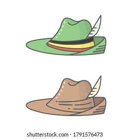 national German hat for the Oktoberfest beer festival - icon line art