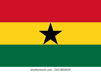 Bandeira nacional do Gana. Bandeira de Gana. África. Ilustração em 3D.
