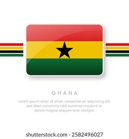 National Ghana Flag. Vector Ghana Button Flag. Realistic National Flag Design and Vector Template.