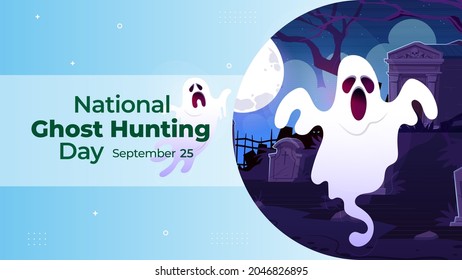 national ghost hunting day on September 25 business brochure flyer banner design horizontal template vector, cover presentation abstract, modern publication poster and flag-banner.