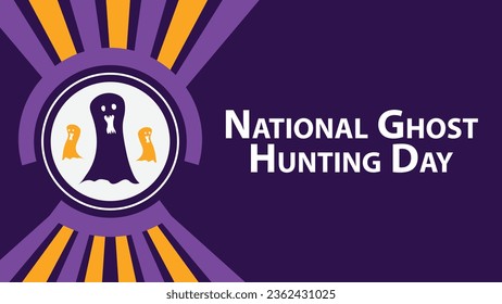 National Ghost Hunting Day vector banner design with geometric shapes and vibrant colors on a horizontal background. Happy National Ghost Hunting Day modern minimal poster.